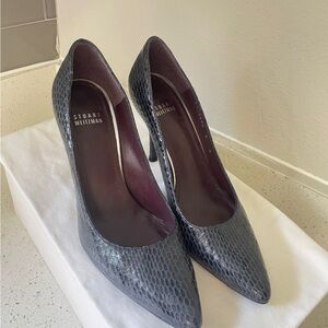 Stuart Weitzman Charcoal Snakeskin Heels